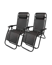 Sywlwxkq 2 Pezzi Lettini Prendisole Reclinabili Zero Gravity Patio Sedia a Sdraio Sedia da Giardino reclinabile Sedia Pieghevole per Esterni Sedia Portatile Prato Spiaggia Campeggio Nero