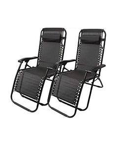 Sywlwxkq 2 Pezzi Lettini Prendisole Reclinabili Zero Gravity Patio Sedia a Sdraio Sedia da Giardino reclinabile Sedia Pieghevole per Esterni Sedia Portatile Prato Spiaggia Campeggio Nero