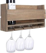 OLDJTK Rustico Parete Wine Rack con 5 Red Wine Glasses bagagli, Supporto di legno di bottiglia di vino for Farmhouse Kitchen Decor, Galleggiare Vino Shelf Organizzatore for Living Room di visualizzazi