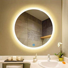 JALAL Specchio Parete, specchi Bagno, Specchio cosmetico per toeletta Specchio Rotondo luminato a LED Specchio per Trucco Bagno con sensore Controllo Touch Specchio antiappannamento