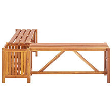 BIGTO - Panca angolare per esterni, con fioriera, in legno di acacia massiccio, 117 x 117 x 40 cm
