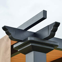 Outsunny Pergola Gazebo da Giardino in Acciaio con Tende Regolabili 305x305x220cm, Marrone Chiaro