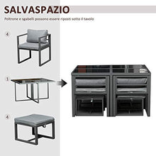 Outsunny Set con Tavolo 4 Sedie e 4 Sgabelli da Giardino, Salotto da Esterno in Alluminio, Grigio