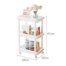 &ripiano di stoccaggio Scaffalature multifunzione Creative Home Living Room Cucina a 3 strati Mobile con ruote Rack Bianco Scaffale di finitura