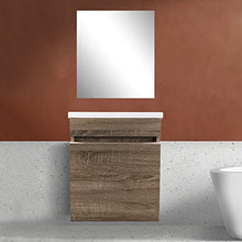 STARBATH PLUS - Set di mobili da bagno sospesi in MDF con lavabo in resina e specchio - Lavabo sospeso - Mobili da bagno con lavabo - 40 x 22 cm