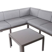 LOLAhome Divano da giardino angolare con modulo reclinabile grigio alluminio da 226 x 226 x 65 cm