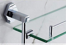GJJSZ Tutti Gli scaffali da Bagno a Due Piani in Vetro Rame/portaoggetti da Bagno,placcatura cromata,mensola da Bagno 43 * 37,8 cm punzone a Parete