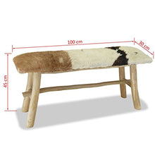 Festnight Panca Rivestimento in Vera Pelle di Capra e Struttura in Legno di Teak 100 x 30 x 45 cm da Camera/Cameretta/Corridoio/Giardino/Balcone/Patio
