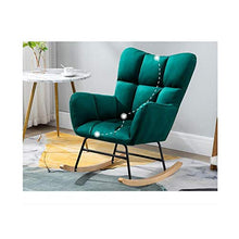 XinQing-Sedia a Dondolo Terrazza Sedia a Dondolo Divano Velvet Soggiorno Camera da Letto Sdraio Sedia Lazy Divano, Verde Scuro, 75x55x82cm