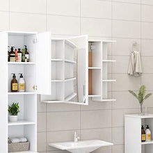 vidaXL Armadietto a Specchio Specchiera Mobiletto Arredamento Pensile Scaffale Bagno Dispensa Mobile Muro Sospeso Bianco Lucido in Truciolato