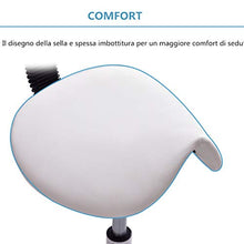 COSTWAY Sgabello da Estetista, Sedia per Parruchiere, Sgabello a Sella per Massaggio con Schienale e Poggiapiedi, Regolabile in Altezza, Girevole a 360°(Bianco)