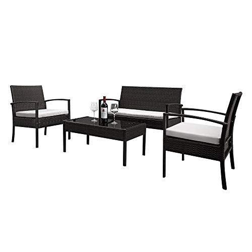 Hengyangshizheng del sofà Set Divano del Soggiorno PE Rattan Divano Set Couch Steel Frame Balcone Esterno Giardino Cuscino Divani Beach Mobili, Soft