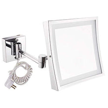 AJH Specchio da Bagno Specchio da Trucco da 8 Pollici a LED Specchio da Trucco Quadrato Specchio da Barba per Bagno Specchio da Trucco Pieghevole in Acciaio Inossidabile