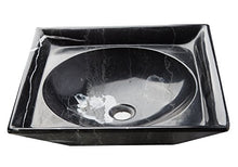 Yuchengstone - Lavabo Grande in Marmo Nero, Quadrato, con Motivo Decorativo, Pezzo Unico, Dimensioni: 47,5 x 47,5 x 14 cm (L x P x A), Peso: ca. 20 kg