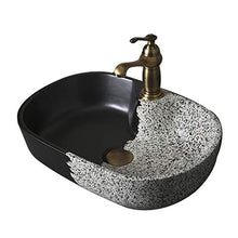 FLYFO Arte Bacino Ceramica Lavello da Appoggio Lavandino Bagno Lavabo Affonda Casa Lavandino a Prova di Spruzzi Bagno All'aperto Balcone Piscina 50x35x15 Cm