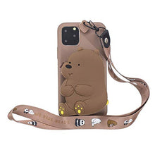 Artfeel Portafoglio Cover per iPhone 11 PRO Max,Carino 3D Cartoni Animati Morbido Silicone TPU Custodia con Cerniera Tasca e Cinturino Cordino al Collo Caso,Orso Marrone