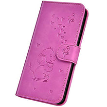 Robinsoni Custodia Compatibile con Samsung Galaxy S7 Case Portafoglio Cover Dumbo Stampato Libro Pelle PU Antiurto Case Wallet Taccuino Cover Libretto Cartone Animato Case Folio Flip Cover Rosa Rossa