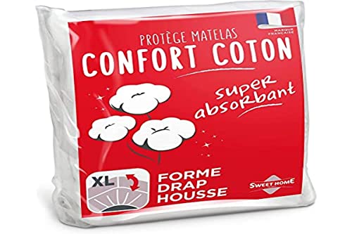 Sweethome - Coprimaterasso confortevole, 90 x 190/200 cm, in 80% cotone, ultra assorbente, forma lenzuolo con angoli, lavabile in lavatrice