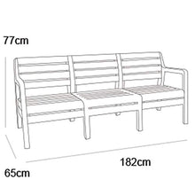 Allibert 224084 Set Lounge, 2 poltrone, 1 Divano a 3 posti, 1 Tavolo Delano, Effetto Legno, plastica, Grafite