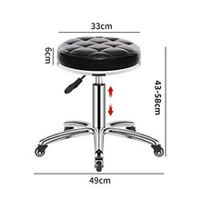 Sgabello Regolabile con Rotelle per Lavoro Cucina Salone, Ergonomico Sgabello Girevole,Imitation Cloth Powder