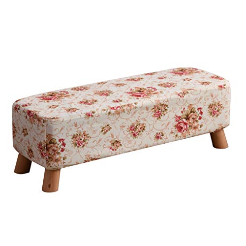 Mobili per la casa e Giardino Sgabello Imbottito in massello di Legno con poggiapiedi Regolabile Sgabello Lungo di Panca ottomana con Rivestimento Rimovibile in lino-82x28x26cm Ottomani da Cucina