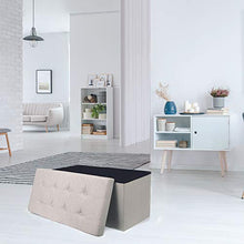 The Home Deco Factory HD6324 - Baule pieghevole, in lino, 76 x 38 x 38 cm, colore: Beige