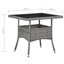 Tidyard Set da Pranzo da Giardino 3 pz in Polyrattan e Vetro Grigio,Set da Pranzo Giardino,Set di Mobili,per Balcone, Giardino o Terrazzo
