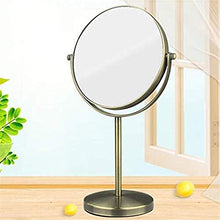 AJH Specchio bifacciale Semplice ed Elegante (Specchio Piano e Lente d'Ingrandimento 3 Volte), 6 Pollici, Asta Diritta, Bronzo Verde, Specchio da Tavolo, Specchio cosmeti