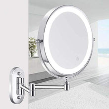 WZDD Specchio da Trucco da Parete, Specchio Cosmetico con Luce LED E Ingrandimento 5X, Girevole a 360° Doppio Faccia Specchio da Parete Rotondo