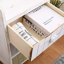 Rebecca Mobili Comodino 3 cassetti, cassettiera Bianca Grigio Beige, Legno paulonia, Shabby, Camera Bagno - Misure: 58 x 35 x 27 cm (HxLxP) - Art. RE4378