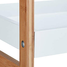 Relaxdays Scaffale Bagno, 4 Mensole, Design Aperto in bambù, Libreria, Cucina, HLP: 110x36x33 cm, Aspetto Legno/Bianco