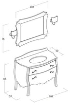 Mobile da bagno classico - Misura:ﾠL.106 P.56 - Finitura: noce - Top:ﾠmarmo Botticino - 100% made in Italy