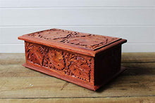 Grande Carved pattern di legno Treasure Chest Trinket