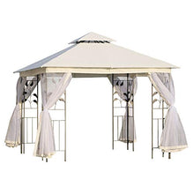 Outsunny Gazebo da Esterno o Giardino 3x3m con Zanzariera, Telaio in Acciaio e Doppio Tettuccio, Bianco