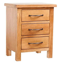 Comodino in legno di quercia massiccio comodino con 3 cassetti per soggiorno, camera da letto, supporto marrone 39,9 x 30 x 54,1 cm