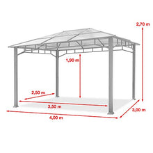 Gazebo da Giardino 3x4 m Telaio in Alluminio Tetto in Policarbonato da ca. 8mm Gazebo da Giardino 4 Teli Laterali Color Grigio