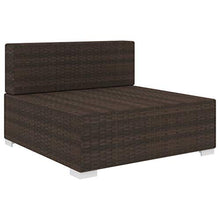 vidaXL Sofa Centrale Modulare 1 pz con Cuscini Foderati Lavabili Leggera Elegante Arredi da Esterno Divano in Polyrattan Marrone Telaio in Acciaio