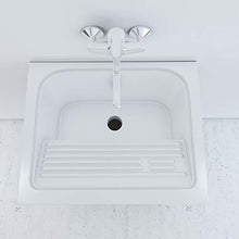 Inbagno Mobile Lavatoio, L.60xP.50xH.86.5, Bianco Lucido, vasca in Ceramica, con Strofinatoio integrato
