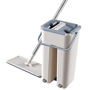 WAMSY Mop Mop Piatto Spremiagrumi Secchio per Strizzare La Mano Mop in Acciaio Inossidabile Sistema di Pulizia E Bagnatura Automatica Lavaggio A Secco Mop in Microfibra Pavimento