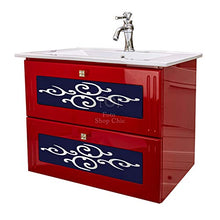 Shop Chic Mobile Bagno sospeso 75 cm Finitura Laccata in Rosso con lavabo in Ceramica Stile Ultra Moderno
