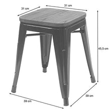Poggiapiedi Sgabello da Bar HWC-A73 II impilabile Seduta in Legno Metallo Rosso