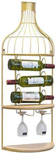 Cremagliera Del Vino Del Metallo Portabottiglie Per Vino Dal Design - Il Portabottiglie A Parete In Legno Massello Può Contenere Champagne Con Vino Rosso