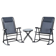 Outsunny Set Tavolino e Sedie da Giardino Pieghevoli e a Dondolo per Esterno, Balcone, Terrazzo, Grigio