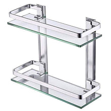 DXMRWJ Portasciugamani Foratura Mensola in Vetro angolare per Bagno Mensole in Vetro temperato Quadrato a 2 Livelli con Guida in Alluminio a Parete 14 Pollici 02.01
