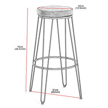 Set di 2, Sgabello da Bar, Sgabello Rustico da Bar Industriale con Seduta a Cuscino Morbido e Gambe in Metallo Vecchio Altezza Seduta: 75 cm