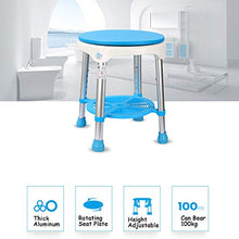 FREEDOH Sgabelli per Doccia con Sedile Circolare, Sedile per Sgabello da Bagno Regolabile in Altezza, Dispositivo Ausiliario Doccia per Assistenza al Bagno, Riduzione di Scivoloni E Cadute,Blu