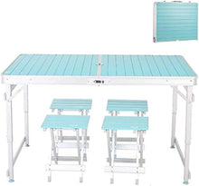 YANGYUAN Tavolo pieghevole e sedia tutto in alluminio tavolo da esterno con 4 sedie e foro per ombrello combinazione portatile tavolo da campeggio barbecue tavolo