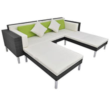 Festnight 17 Pz Set Arredo Divano Letto da Giardino Patio per Esterno in Polyrattan Marrone/Nero (Nero)