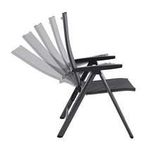RABURG KETTLER Cirrus Sedia da giardino – Sedia pieghevole in alluminio antracite e tessuto in grigio, 5 posizioni regolabili, portata 150 kg con chiusura di sicurezza