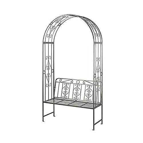 Gartentraum Elegante panchina da Giardino in Metallo con Arco di Rose - Primera
